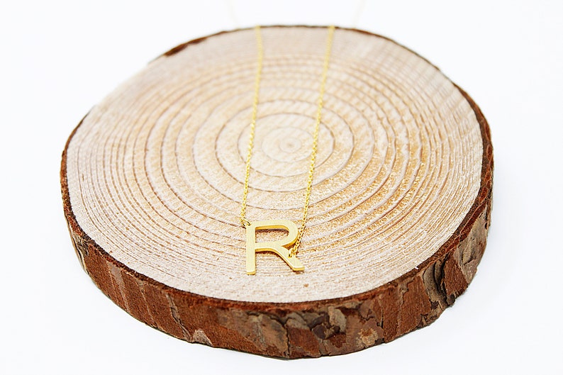 Gold 'R' Necklace Initial Necklace Gold Letter Etsy