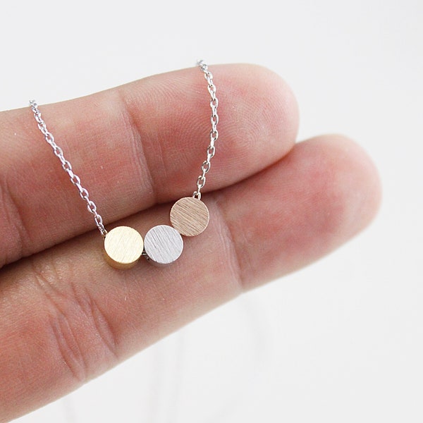 Three Dots Necklace Silver / Gold / Rose gold Circle Necklace Bridesmaid Gift Bridesmaid Necklace  Birthday Gift