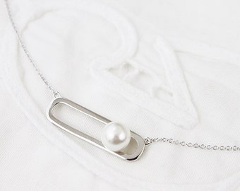 925 Sterling Silver with White Pearl Necklace Wedding Jewelry . Bridesmaid Gift Bridesmaid Necklace Birthday Gift Dainty Necklace