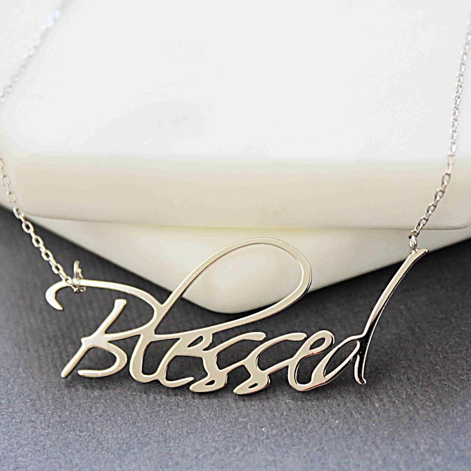 Blessed Initial Necklace Blessed Charm Letter Necklace Etsy UK