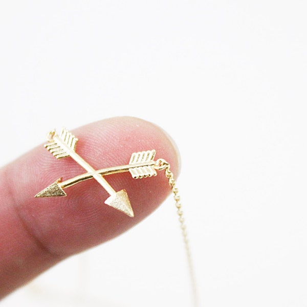 Tiny Crossed Arrows necklace Gold Arrows Necklace Dainty Necklace Everyday Necklace Simple and Modern Necklace