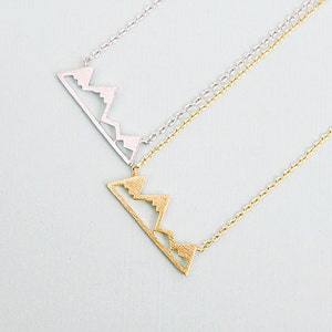 Mountain Range Necklace – Dainty Adventure Pendant in Gold or Silver, Open Outline Mountain Charm, Minimalist Nature Jewelry