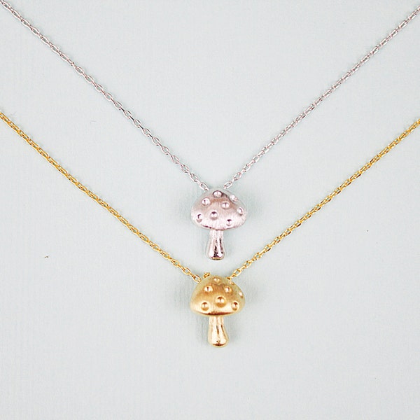 Mushroom Gold Necklace Etsy