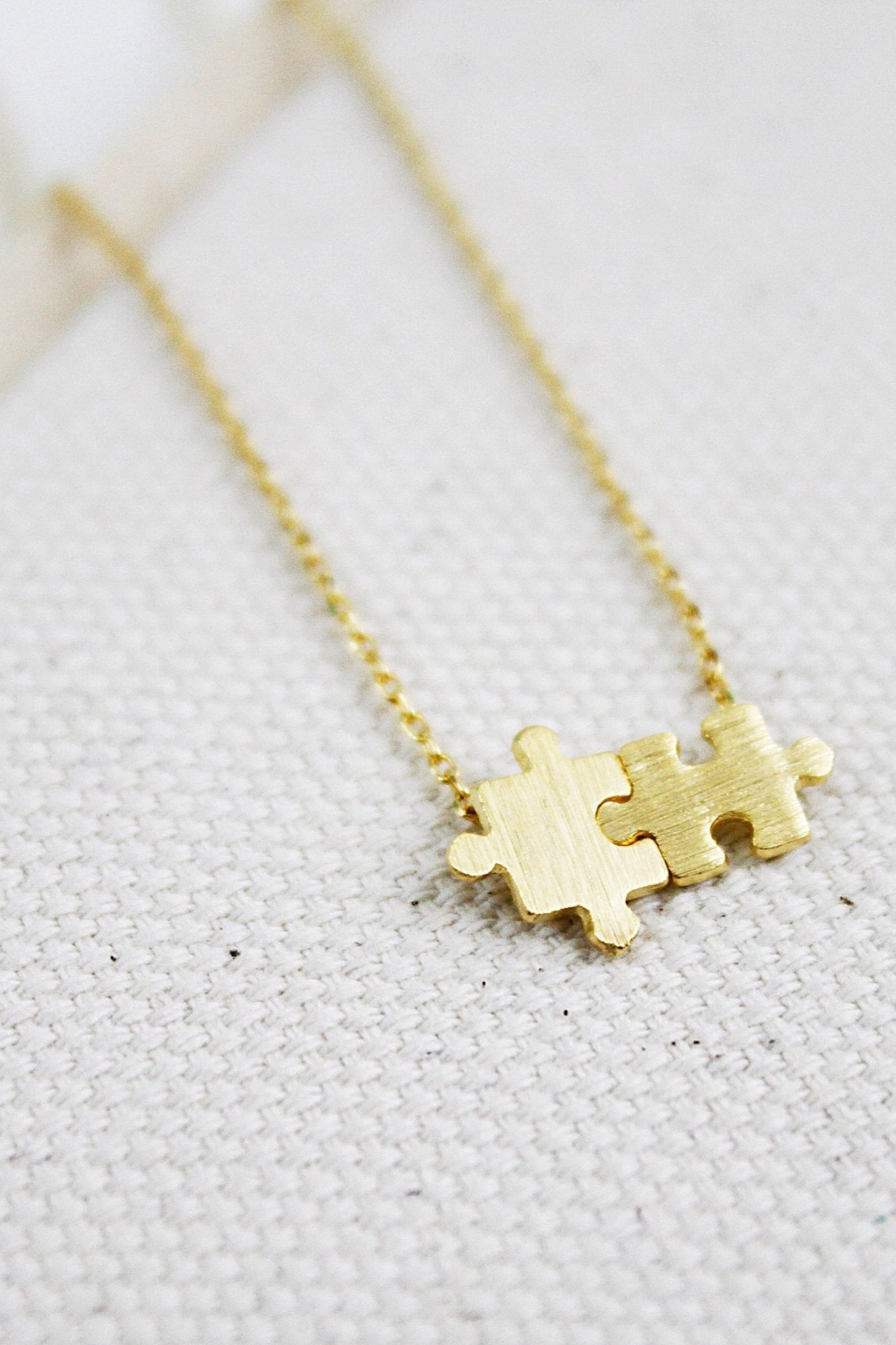 Gold puzzle necklace Puzzle Charm Necklace Dainty and Simple Etsy