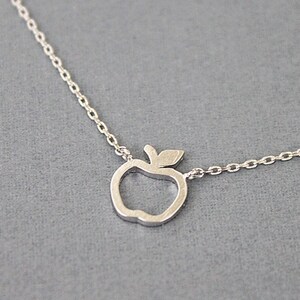 Tiny Open Apple Charm Necklace Tiny Charm Necklace Bridesmaid Gift . Birthday Gift image 3