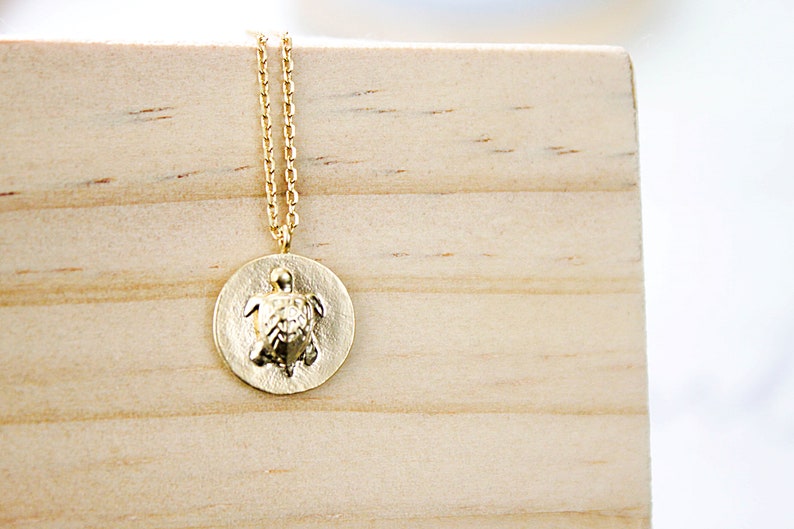 Gold Tiny Turtle in Circle Charm Necklace Turtle Pendant Necklace Bridesmaid Necklace Bridesmaid Gift Gifts for Friends image 6