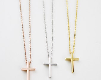 Dainty Cross Necklace Simple and Modern Necklace Tiny Cross Necklace Bridesmaid Gift Bridesmaid Necklace Dainty and Simple Everyday Necklace