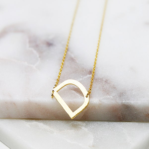 Gold ' D ' Necklace Initial Necklace Letter Necklace Gold Pendant Necklace Bridesmaid Necklace Gift Idea Alphabet Necklace