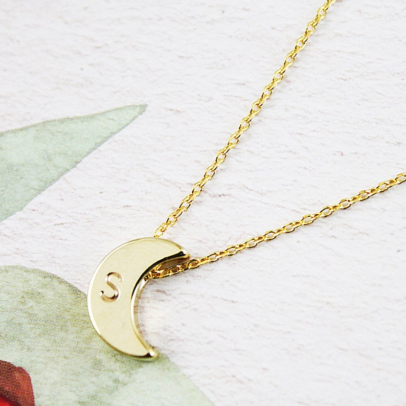Engraved crescent moon necklace Clearance