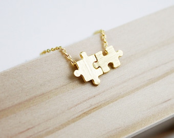 Puzzle piece necklace Puzzle Charm Necklace Dainty and Simple Necklace Birthday Gift