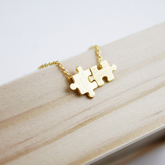 Gold puzzle necklace Puzzle Charm Necklace Dainty and Simple Etsy