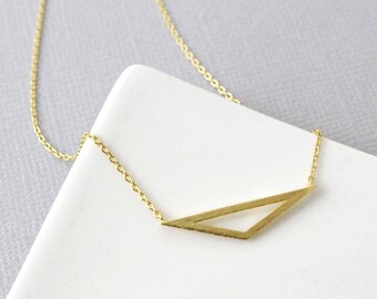 Wide Triangle Charm Necklace  Simple and Modern Necklace  Dainty Necklace  Bridesmaid Gift