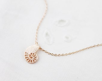 Rose Gold Turbo Pendant Necklace Dainty and Delicate Everyday Necklace Birthday Gift