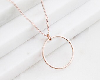 Rose Gold Circle Necklace Bridesmaid Gift Dainty and Delicate Everyday Necklace Birthday Gift