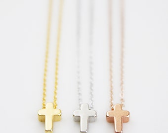 Tiny Cross Necklace Cross Charm Necklace Dainty and Delicate Everyday Necklace Bridesmaid gift Gifts for Friends