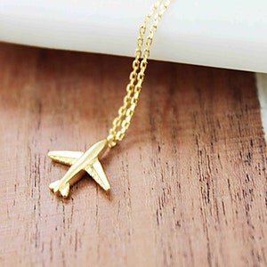 Dainty Airplane Necklace: Travel Charm Pendant, Wanderlust Jewelry