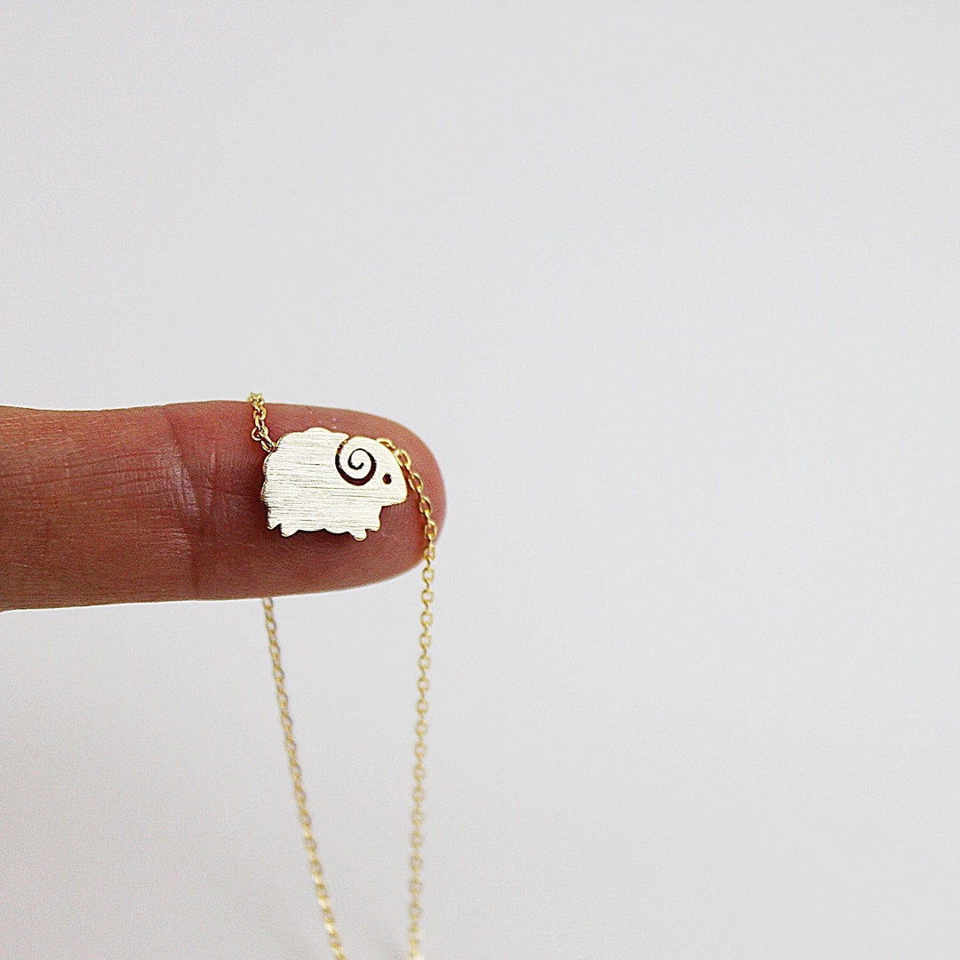 Tiny Gold Lamb Charm Necklace Cute Lamb Necklace Gold Lamb Necklace Everyday Jewelry Birthday ...