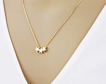 Star Necklace Star Charms Necklace Tiny Star Necklace Tiny Charm Necklace Bridesmaid Gift