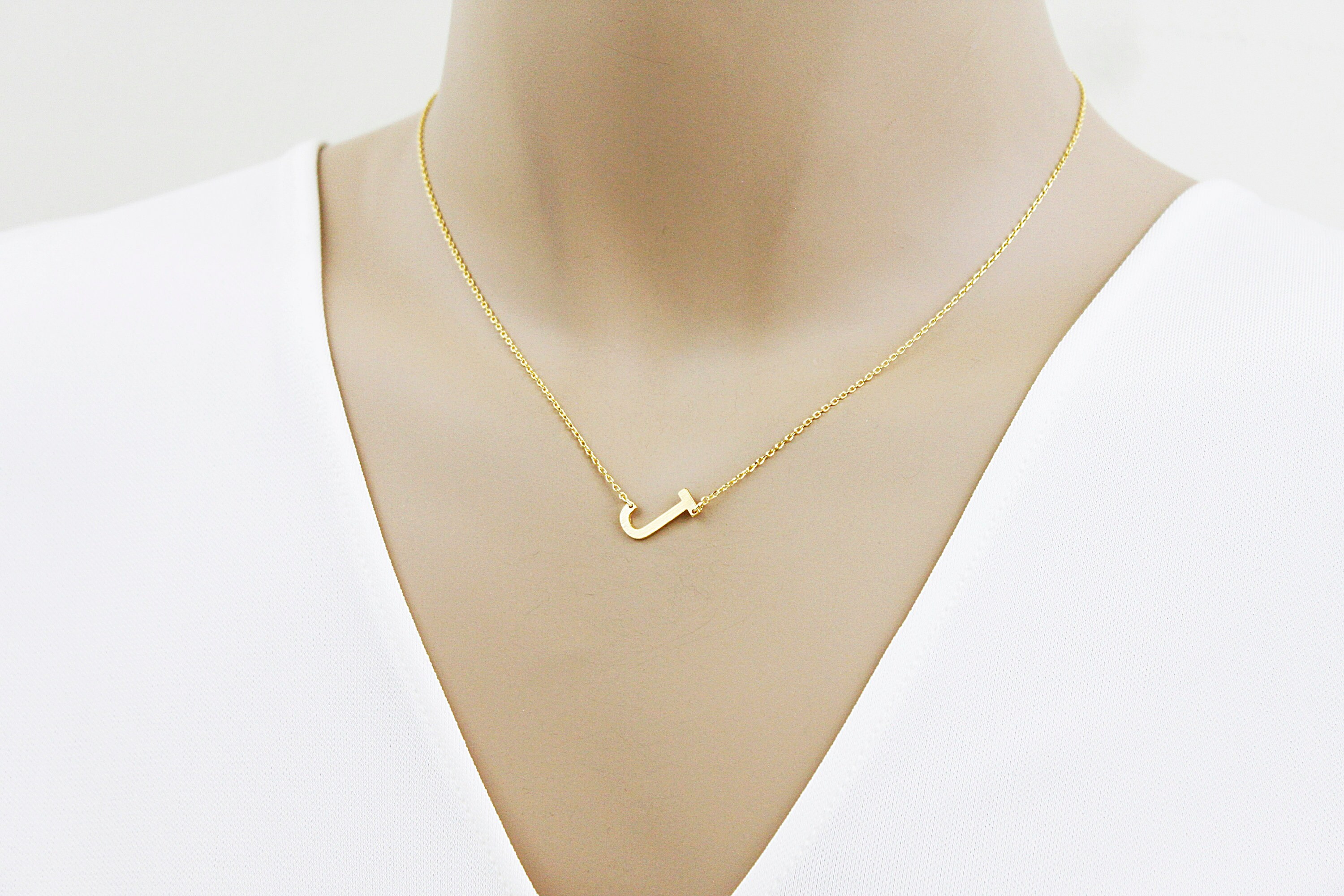 J Necklace Gold ' J ' necklace Gold Initial Necklace Etsy