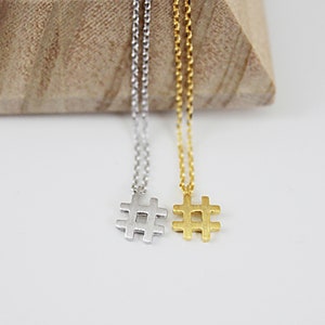 Hashtag Necklace – Minimalist Pound Symbol Pendant – Gold, Silver, or Rose Gold – Social Media Inspired Jewelry – Gift for Influencers