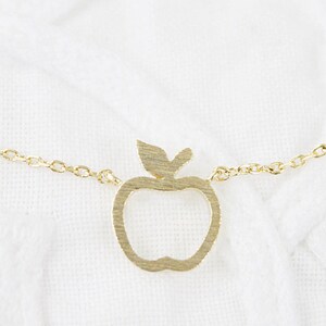 Tiny Open Apple Charm Necklace Tiny Charm Necklace Bridesmaid Gift . Birthday Gift image 5