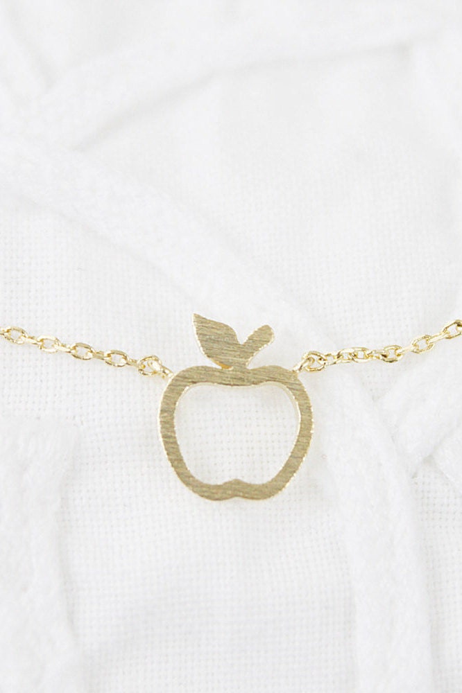 Tiny Open Apple Charm Necklace Tiny Charm Necklace Bridesmaid | Etsy