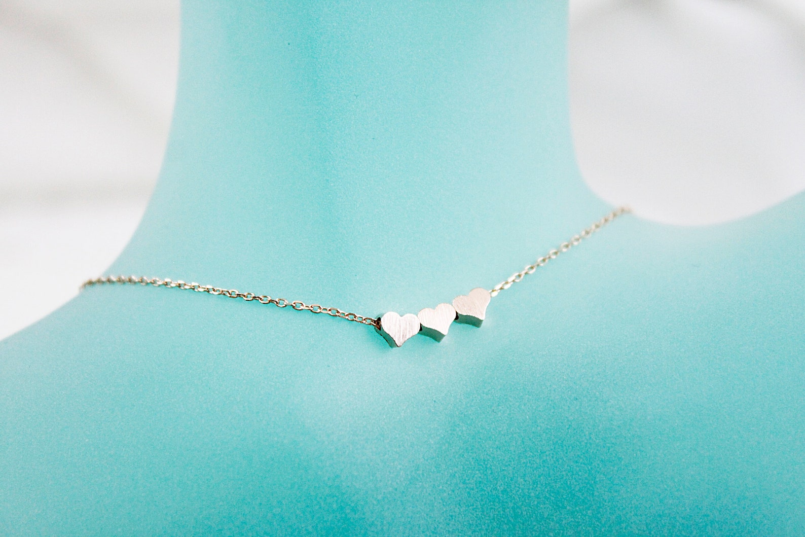 Rose Gold Tiny 3 Hearts Necklace Rose Gold Hearts Charm Etsy