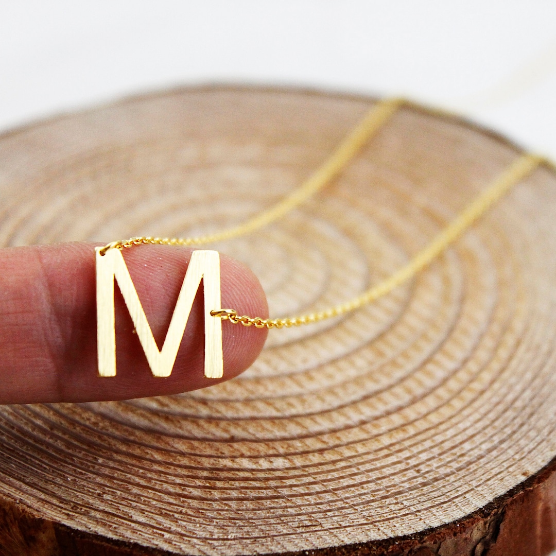 Gold ' M ' Necklace Gold Initial Necklace Bridesmaid Gift Bridesmaid