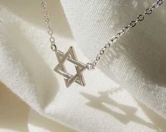 Dainty Star of David Necklace: Sterling Silver Jewish Pendant