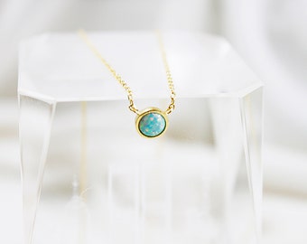 Tiny Mint Circle Necklace