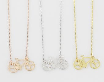 Gold / Silver / Rose gold Bicycle Charm Necklace  Dainty and Delicate Necklace  Birthday Gift