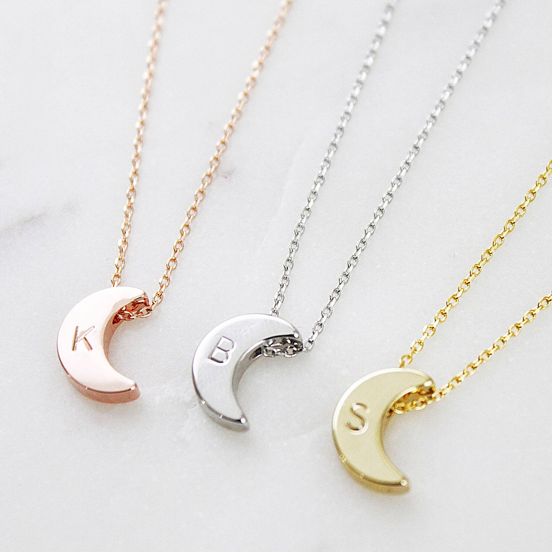 Engraved crescent moon necklace Clearance