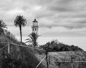 Coastal Edge at Point Vicente Lighthouse California Fine Art Black and White Print, Hand-Signed by Artist | Rancho Palos Verdes, California