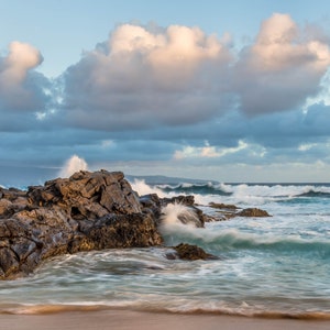 Kapalua Shores Breaking Waves Against Volcanic Coastline Fine Art Print, Artist Hand | Kapalua Bay Maui Hawaii Coastal Photography