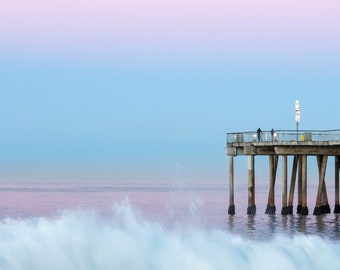 Pastel Mornings in Hermosa Beach Southern California Surf Fine Art Photographic Print with Mat, Artist Signed | Coastal Pier Photography