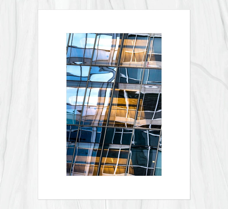 Chicago Panes Urban Abstract Fine Art Photographic Print, Artist Signed Architectural Details and Abstracts Print with white mat