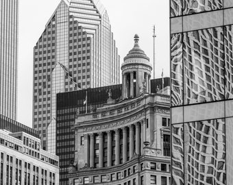 Chicago Skyline Generations Black and White Fine Art Photographic Print, Artist Signed | Architectural Details and Urban Abstracts