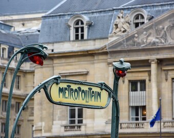 Paris Metro Sign at Musée du Louvre Fine Art Print, Artist Signed | Paris France Art Nouveau