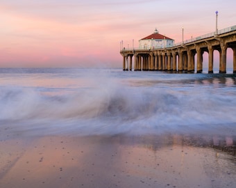 Manhattan Beach Pier Sunrise California Coastal Fine Art Print (Artist Signed, Multiple Sizes)