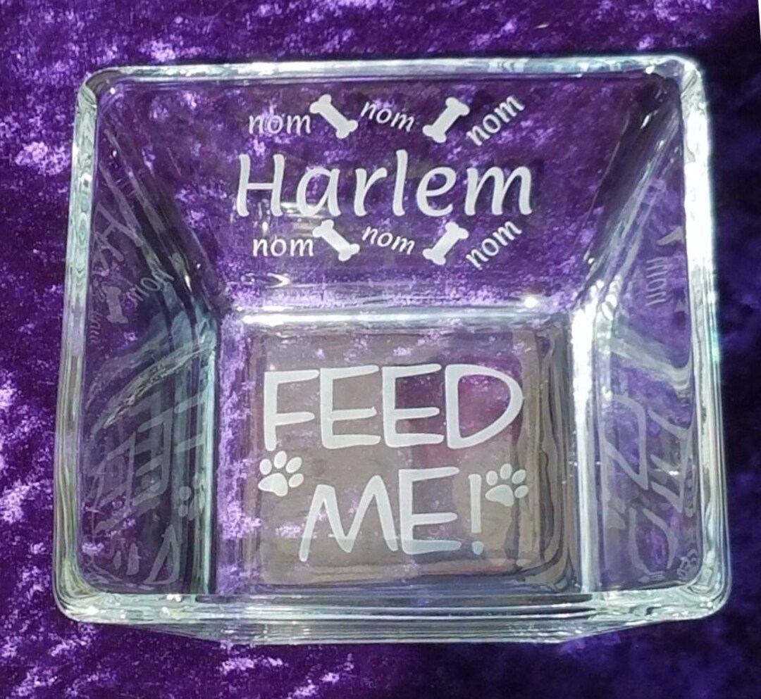 Dog Food Bowl Square Glass Dog Bowl Water Bowl Etsy