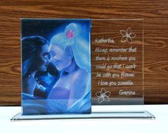 Personalized Sandblasted Glass Picture Frame, Engraved Wedding Gift
