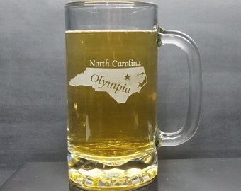 Personalized North Carolina Beer Mug: Engraved State Pride Gift