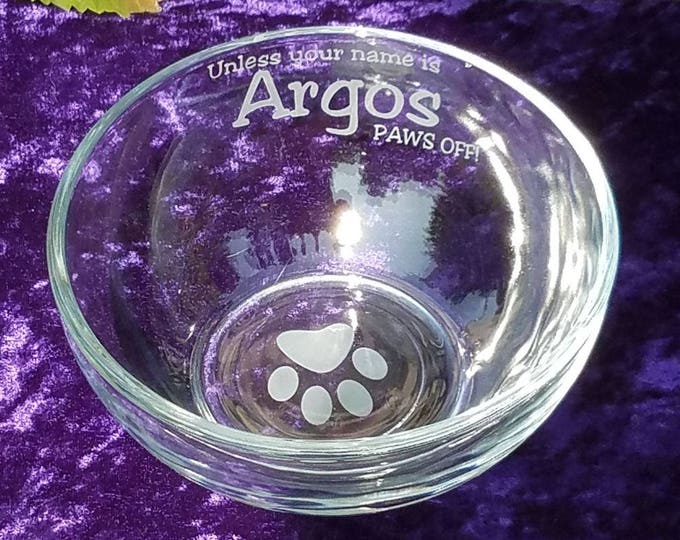Dog Food Bowl Glass Dog Bowl Water Bowl Personalized Paw Etsy