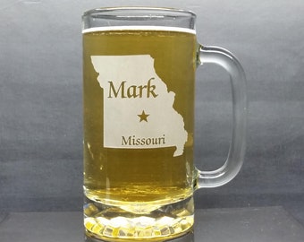 Personalized Missouri Beer Mug: Engraved Home State Gift