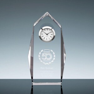 Personalized Engraved Crystal Clock with your logo, artwork, text, Employee Award, Wedding Gift, Personalized Crystal Desk Clock, Executive