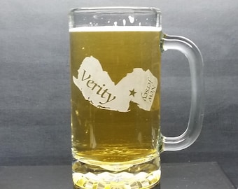 Personalized New Jersey Beer Mug: Engraved State Home Town Gift