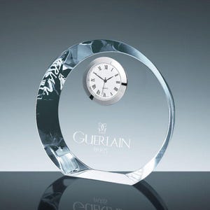 Personalized Engraved Crystal Clock with your logo, artwork, text, Employee Award, Wedding Gift, Personalized Crystal Desk Clock, executive