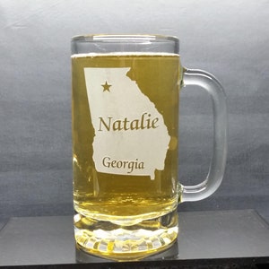 Personalized Georgia Beer Mug: Engraved Home State Gift