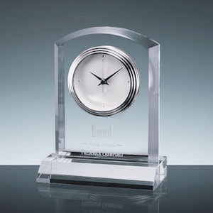 Personalized Engraved Crystal Clock with your logo, artwork, text, Employee Award, Wedding Gift, Personalized Crystal Desk Clock, executive