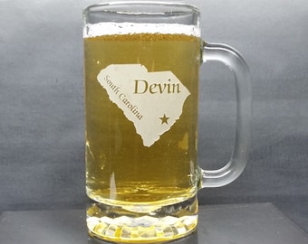 Engraved South Carolina Beer Mug: Personalized State Pride Gift